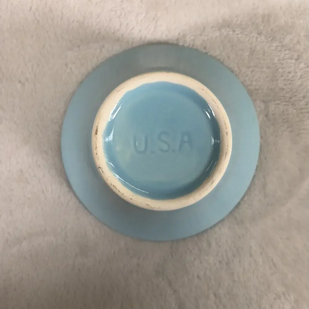 Vtg 60s Cameron Cronin Clay Products Blue Scandia Creamer & Sugar MCM Charity